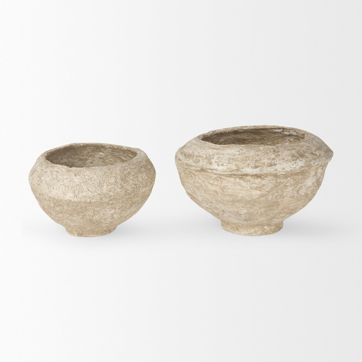 Sonu Set of 2 Beige Paper Mache Half-Pot Bowls from Mercana - Luna Furniture