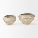 Sonu Set of 2 Beige Paper Mache Half-Pot Bowls from Mercana - Luna Furniture