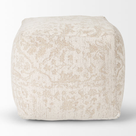 Khloe Small Cream Pouf from Mercana - Luna Furniture