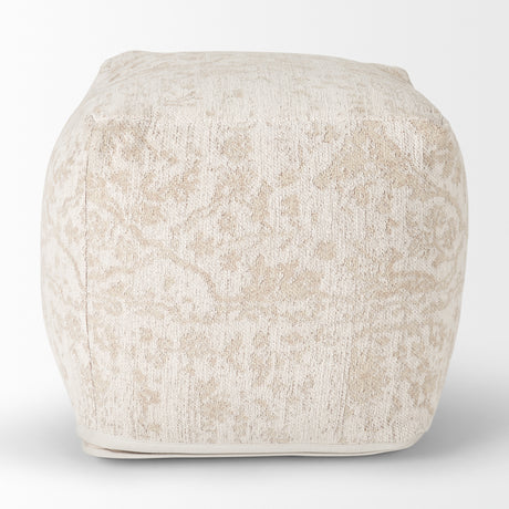 Khloe Small Cream Pouf from Mercana - Luna Furniture