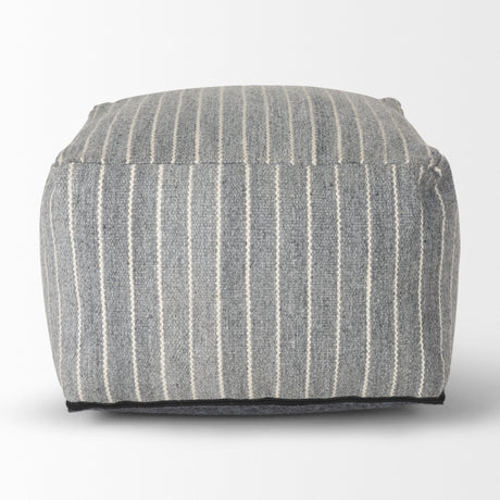 Kensie Large Blue Striped Pouf from Mercana - Luna Furniture