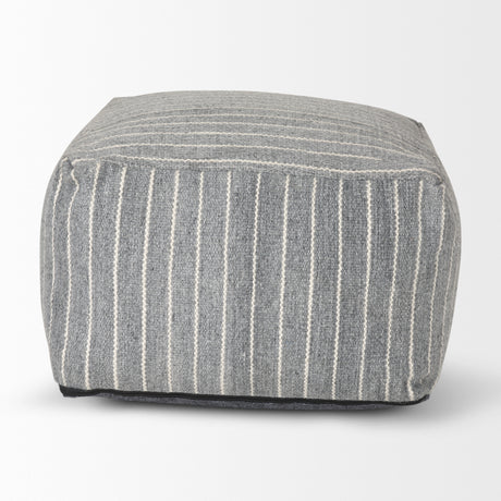 Kensie Large Blue Striped Pouf from Mercana - Luna Furniture