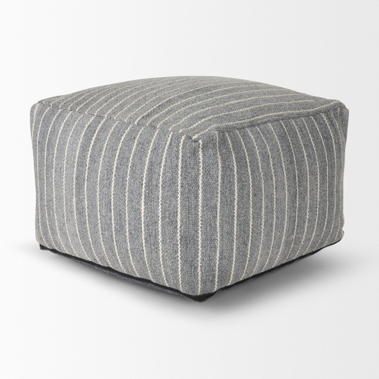 Kensie Large Blue Striped Pouf from Mercana - Luna Furniture