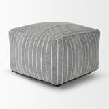 Kensie Large Blue Striped Pouf from Mercana - Luna Furniture