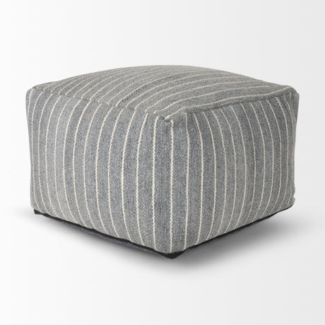 Kensie Large Blue Striped Pouf from Mercana - Luna Furniture