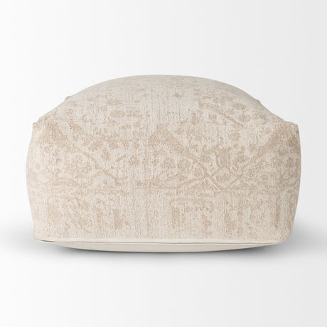 Khloe Large Cream Pouf from Mercana - Luna Furniture
