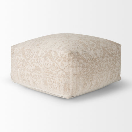 Khloe Large Cream Pouf from Mercana - Luna Furniture
