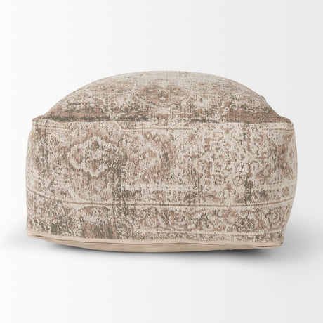Khloe Large Taupe Pouf from Mercana - Luna Furniture
