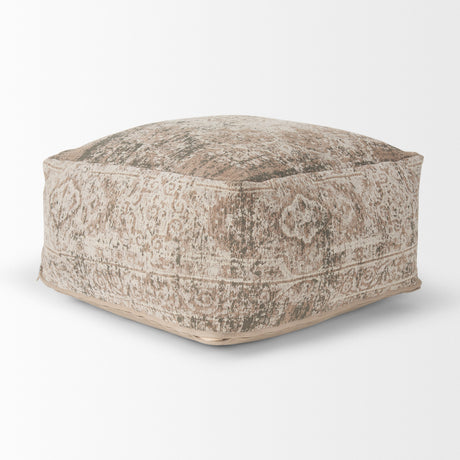 Khloe Large Taupe Pouf from Mercana - Luna Furniture