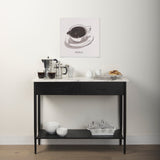 Amika White Marble Top Black Metal Base Console Table from Mercana - Luna Furniture