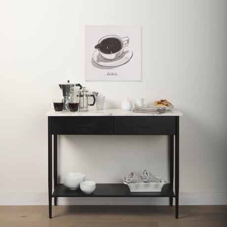 Amika White Marble Top Black Metal Base Console Table from Mercana - Luna Furniture