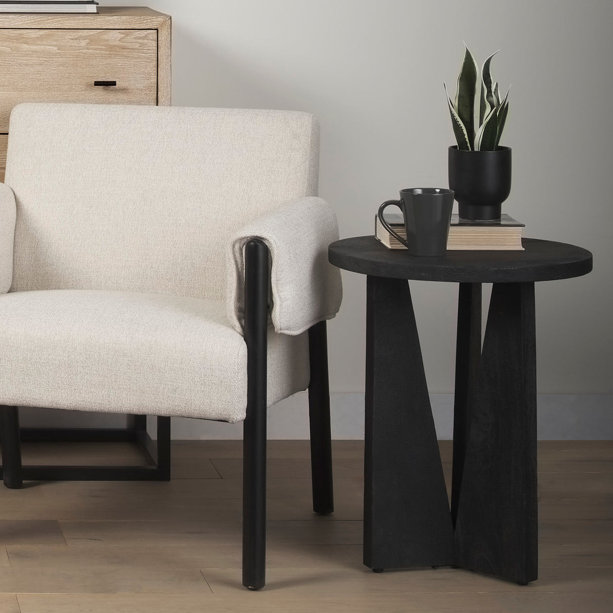 Mattius Black Wood Accent Table from Mercana - Luna Furniture