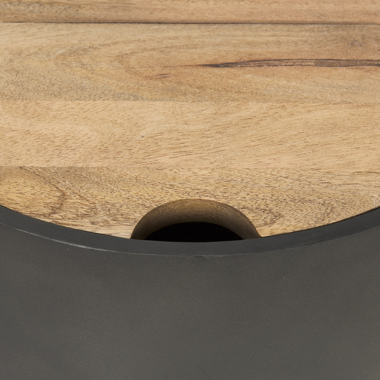 Eclipse Gunmetal Gray Drum Base w/ Brown Wood Top End/Side Table from Mercana - Luna Furniture