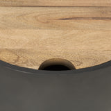 Eclipse Gunmetal Gray Drum Base w/ Brown Wood Top End/Side Table from Mercana - Luna Furniture