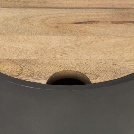 Eclipse Gunmetal Gray Drum Base w/ Brown Wood Top End/Side Table from Mercana - Luna Furniture