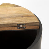 Eclipse Gunmetal Gray Drum Base w/ Brown Wood Top End/Side Table from Mercana - Luna Furniture