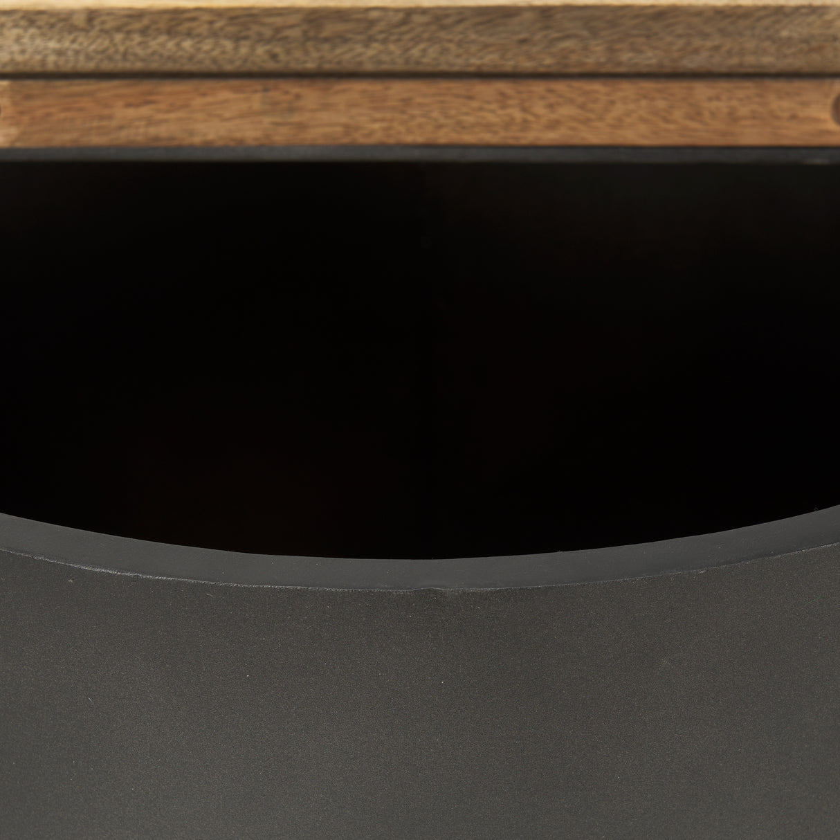 Eclipse Gunmetal Gray Drum Base w/ Brown Wood Top End/Side Table from Mercana - Luna Furniture