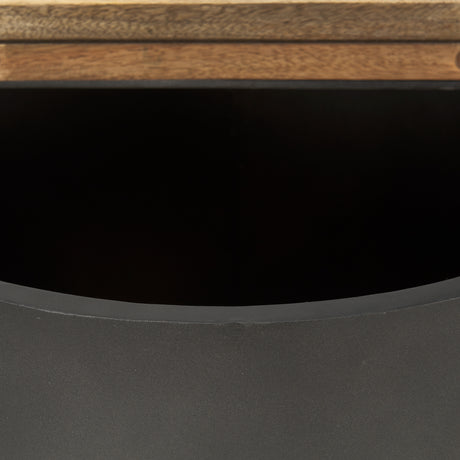 Eclipse Gunmetal Gray Drum Base w/ Brown Wood Top End/Side Table from Mercana - Luna Furniture