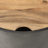 Eclipse Gunmetal Gray Drum Base w/ Brown Wood Top Nested Coffee Table from Mercana - Luna Furniture