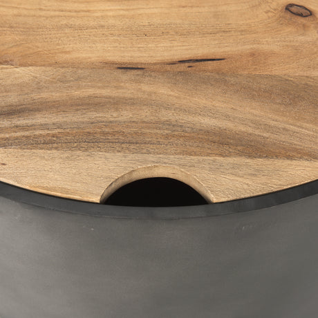 Eclipse Gunmetal Gray Drum Base w/ Brown Wood Top Nested Coffee Table from Mercana - Luna Furniture