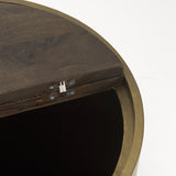 Eclipse Antique Brass Metal Drum Base w/ Dark Brown Wood Top End/Side Table from Mercana - Luna Furniture