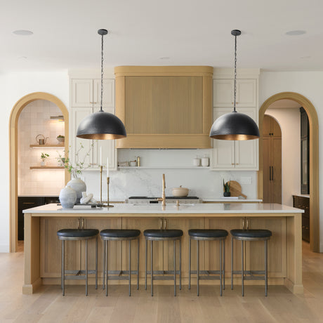 Karina 24" Round Matte Black Hammered Metal Dome Pendant Light from Mercana - Luna Furniture