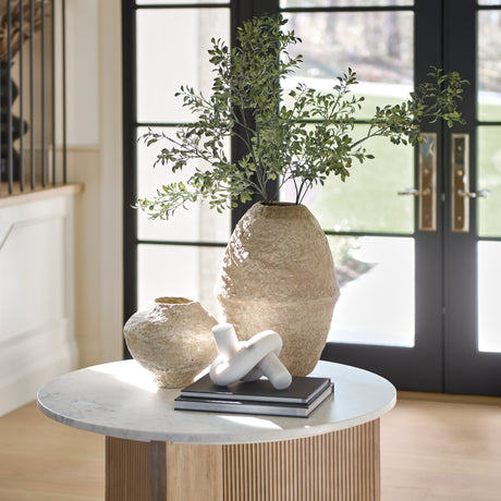 Ritu Small Beige Paper Mache Pot Vase from Mercana - Luna Furniture