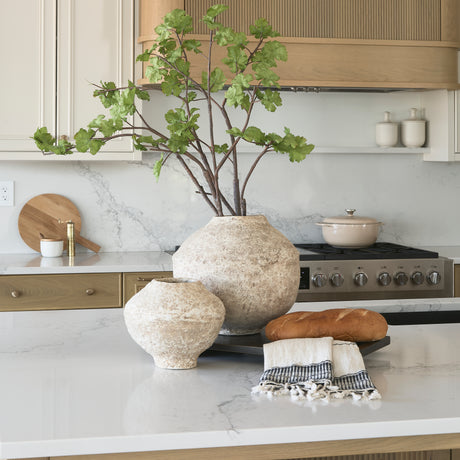 Ritu Large Beige Paper Mache Pot Vase from Mercana - Luna Furniture