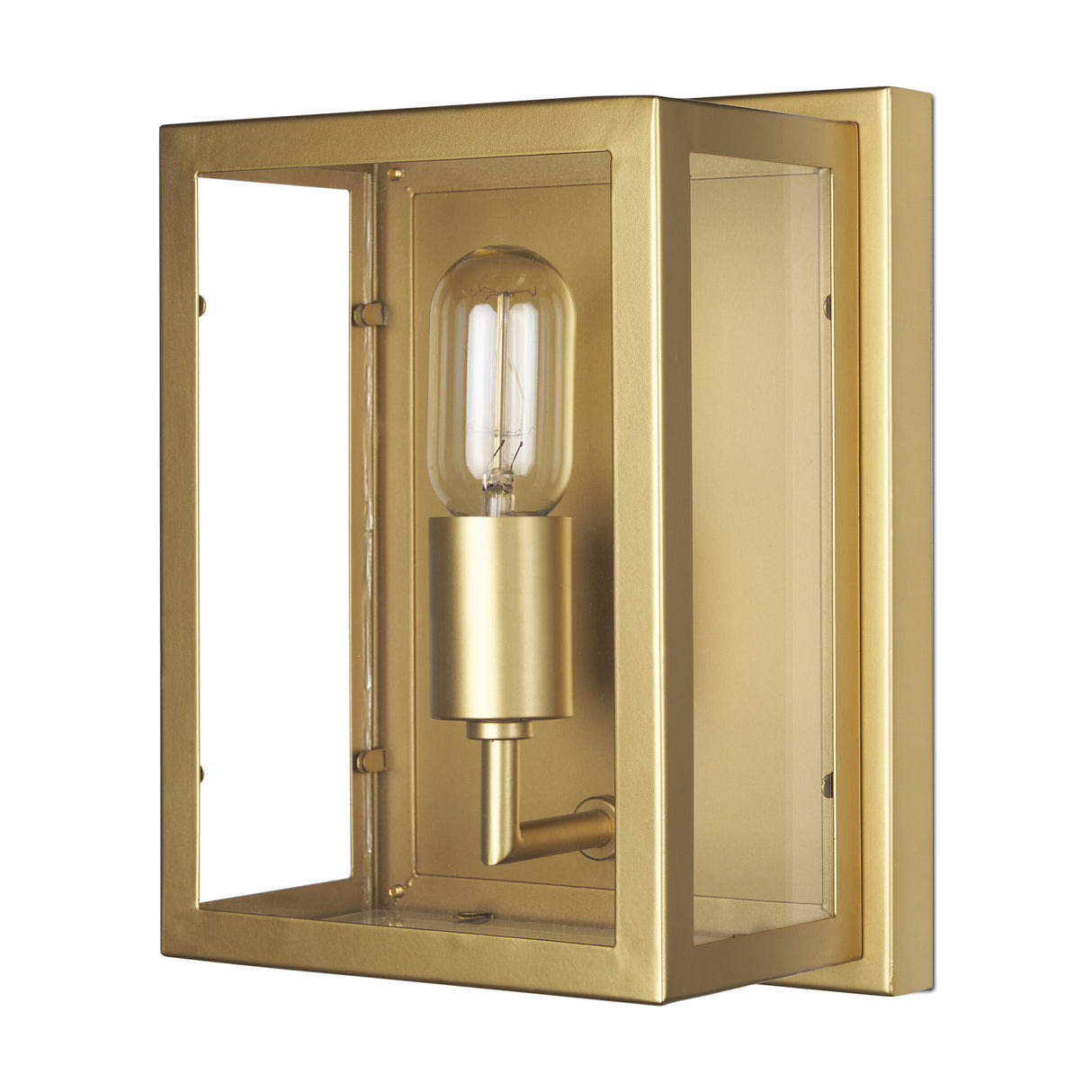 Cairn Brushed Gold Metal w/ Glass 1-Light Wall Sconce from Mercana - Luna Furniture