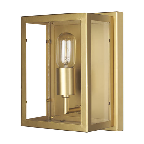 Cairn Brushed Gold Metal w/ Glass 1-Light Wall Sconce from Mercana - Luna Furniture