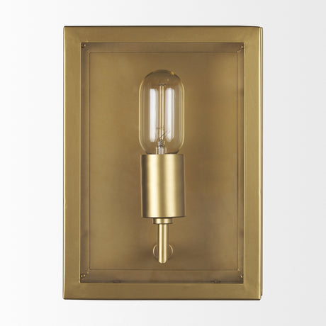 Cairn Brushed Gold Metal w/ Glass 1-Light Wall Sconce from Mercana - Luna Furniture