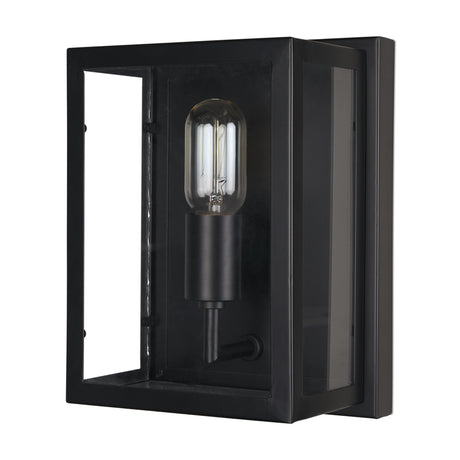 Cairn Matte Black Metal w/ Glass 1-Light Wall Sconce from Mercana - Luna Furniture
