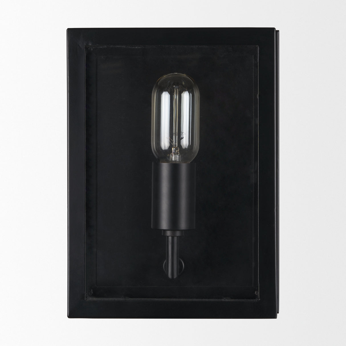 Cairn Matte Black Metal w/ Glass 1-Light Wall Sconce from Mercana - Luna Furniture