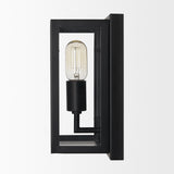 Cairn Matte Black Metal w/ Glass 1-Light Wall Sconce from Mercana - Luna Furniture