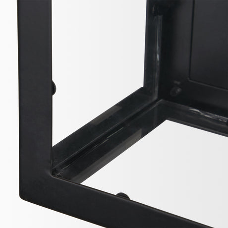 Cairn Matte Black Metal w/ Glass 1-Light Wall Sconce from Mercana - Luna Furniture