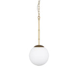 Edie Brushed Gold Metal w/ Frosted Glass Globe 1-Light Pendant from Mercana - Luna Furniture