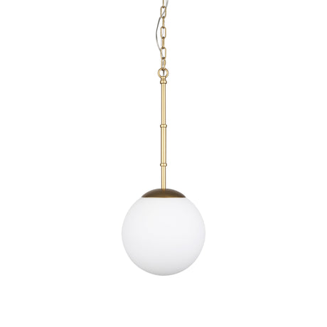Edie Brushed Gold Metal w/ Frosted Glass Globe 1-Light Pendant from Mercana - Luna Furniture