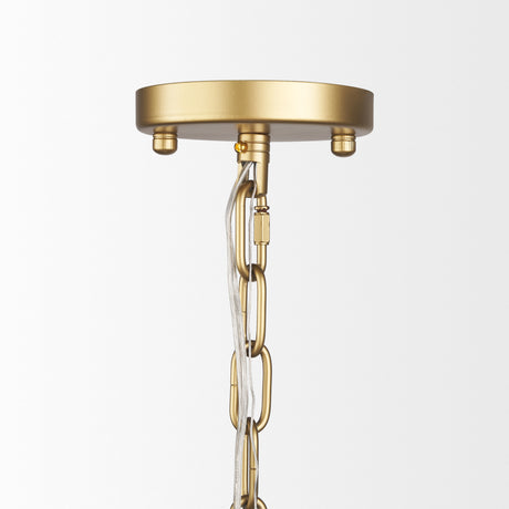 Edie Brushed Gold Metal w/ Frosted Glass Globe 1-Light Pendant from Mercana - Luna Furniture