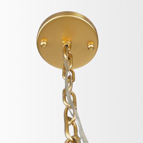 Edie Brushed Gold Metal w/ Frosted Glass Globe 1-Light Pendant from Mercana - Luna Furniture