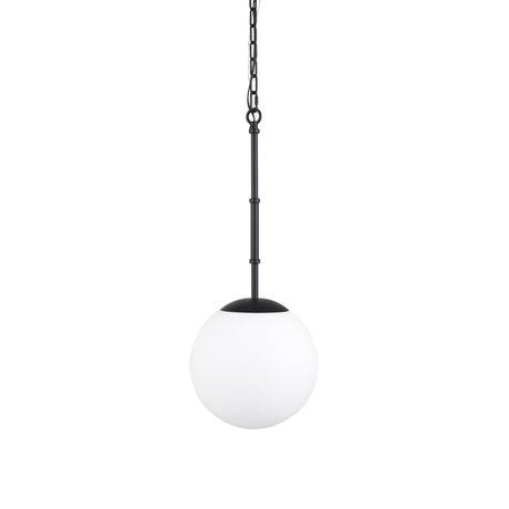 Edie Matte Black Metal w/ Frosted Glass Globe 1-Light Pendant from Mercana - Luna Furniture