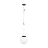 Edie Matte Black Metal w/ Frosted Glass Globe 1-Light Pendant from Mercana - Luna Furniture