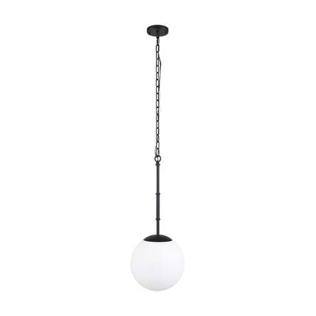 Edie Matte Black Metal w/ Frosted Glass Globe 1-Light Pendant from Mercana - Luna Furniture