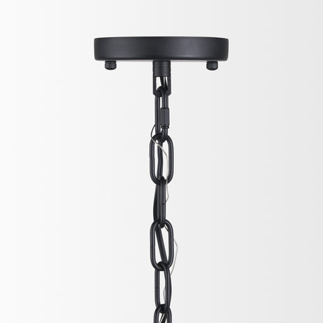 Edie Matte Black Metal w/ Frosted Glass Globe 1-Light Pendant from Mercana - Luna Furniture