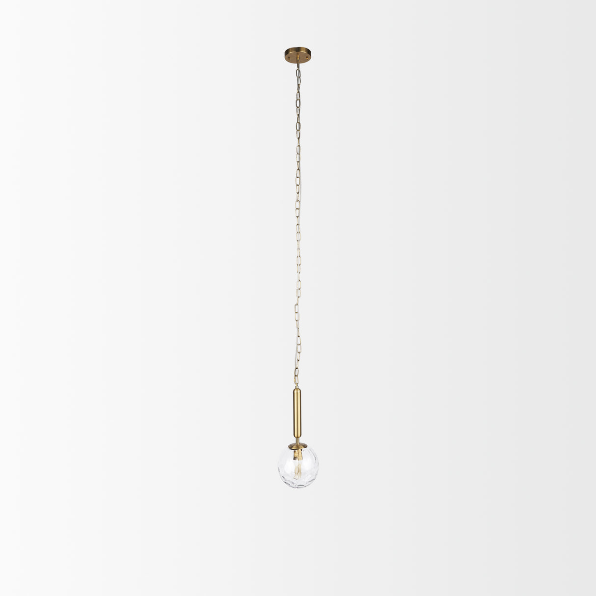 Britton Gold Metal w/ Clear Glass Globe 1-Light Pendant Light from Mercana - Luna Furniture