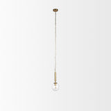 Britton Gold Metal w/ Clear Glass Globe 1-Light Pendant Light from Mercana - Luna Furniture