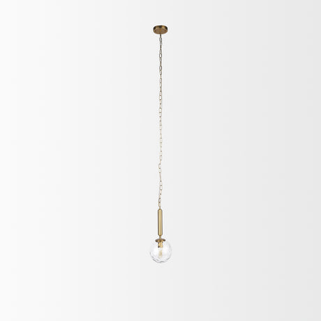 Britton Gold Metal w/ Clear Glass Globe 1-Light Pendant Light from Mercana - Luna Furniture