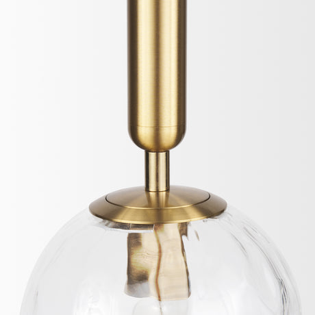 Britton Gold Metal w/ Clear Glass Globe 1-Light Pendant Light from Mercana - Luna Furniture