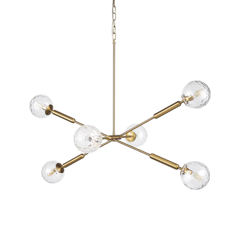 Britton Gold Metal w/ Clear Glass Globes 6-Light Chandelier from Mercana - Luna Furniture