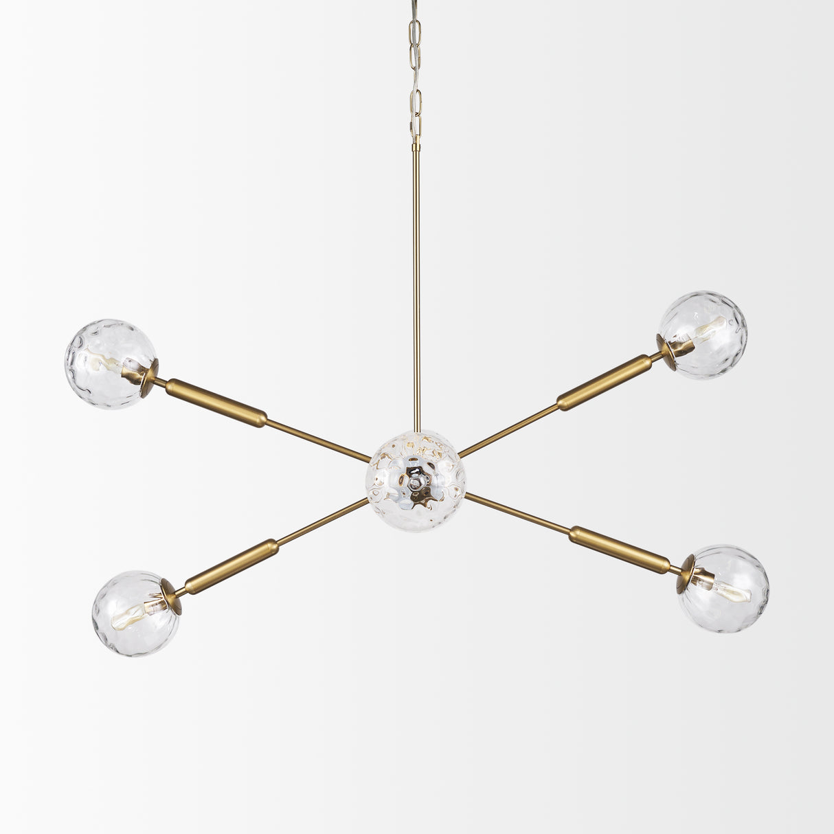 Britton Gold Metal w/ Clear Glass Globes 6-Light Chandelier from Mercana - Luna Furniture