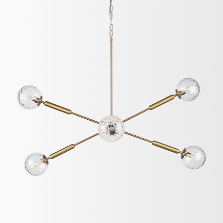 Britton Gold Metal w/ Clear Glass Globes 6-Light Chandelier from Mercana - Luna Furniture